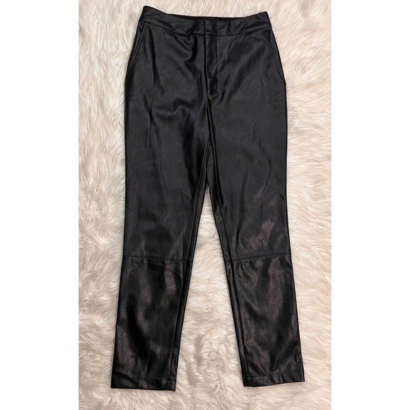 Express x Negin Mirsalehi Womens Faux Leather Ankle Pant Black Size 4 - Picture 1 of 8